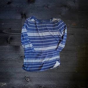 Eddie Bauer top Size Large Blue/White stripes